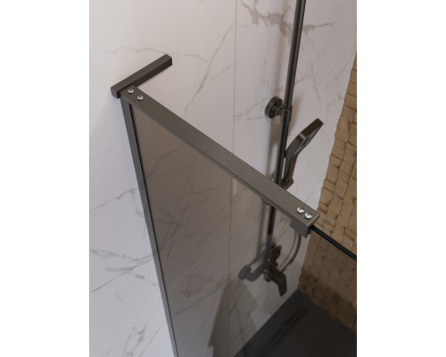 Душевая перегородка BelBagno UNO-L-1-TB-90-BR-GM, 90 см, профиль оружейная сталь, стекло бронза