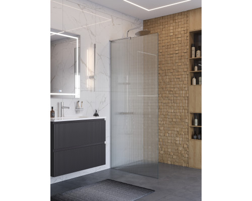 Душевая перегородка BelBagno UNO-L-1-TB-90-FL-Cr, 90 см, профиль хром, стекло рифленое FLUTTO