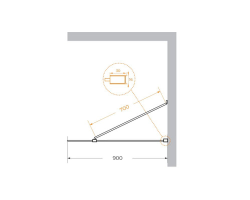 Душевая перегородка универсальная с односторонним входом CEZARES LIBERTA-L-1-TB-90-BR-NERO
