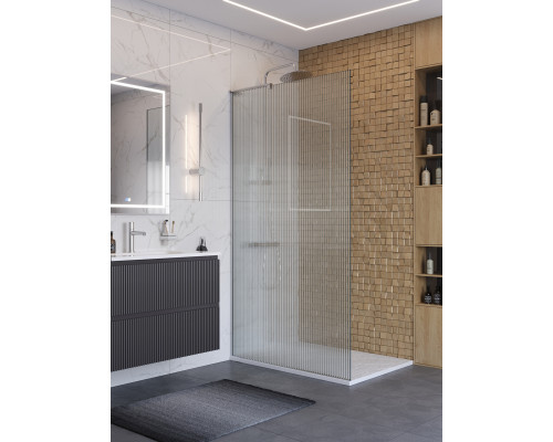 Душевая перегородка BelBagno UNO-L-1-TB-100-FL-Cr, 100 см, профиль хром, стекло рифленое FLUTTO