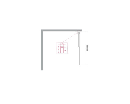 Душевая перегородка BelBagno UNO-L-1-TB-90-C-GM, 90 см, профиль оружейная сталь, стекло прозрачное