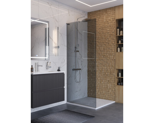 Душевая перегородка BelBagno UNO-L-1-TB-80-GR-Cr, 80 см, профиль хром, стекло серое