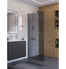 Душевая перегородка BelBagno UNO-L-1-TB-90-GR-Cr, 90 см, профиль хром, стекло серое
