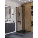 Душевая перегородка BelBagno UNO-L-1-TB-90-BR-GM, 90 см, профиль оружейная сталь, стекло бронза