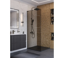 Душевая перегородка BelBagno UNO-L-1-TB-90-BR-GM, 90 см, профиль оружейная сталь, стекло бронза
