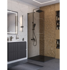 Душевая перегородка BelBagno UNO-L-1-TB-90-BR-GM, 90 см, профиль оружейная сталь, стекло бронза