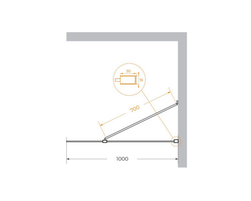 Душевая перегородка универсальная с односторонним входом CEZARES LIBERTA-L-1-TB-100-GR-Cr