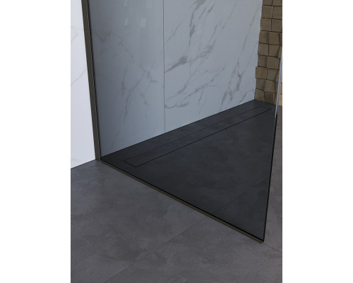 Душевая перегородка BelBagno UNO-L-1-TB-110-GR-GM, 110 см, профиль оружейная сталь, стекло серое