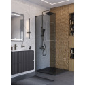 Душевая перегородка BelBagno UNO-L-1-TB-80-GR-GM, 80 см, профиль оружейная сталь, стекло серое