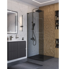 Душевая перегородка BelBagno UNO-L-1-TB-80-GR-GM, 80 см, профиль оружейная сталь, стекло серое
