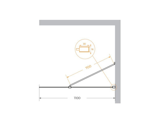 Душевая перегородка универсальная с односторонним входом CEZARES LIBERTA-L-1-TB-110-BR-Cr