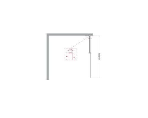 Душевая перегородка BelBagno UNO-L-1-TB-100-FL-GM, 100 см, профиль оружейная сталь, стекло рифленое FLUTTO