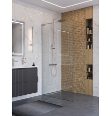 Душевая перегородка BelBagno UNO-L-1-TB-90-C-Cr, 90 см, профиль хром, стекло прозрачное