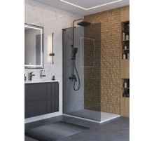 Душевая перегородка BelBagno UNO-L-1-TB-100-GR-GM, 100 см, профиль оружейная сталь, стекло серое