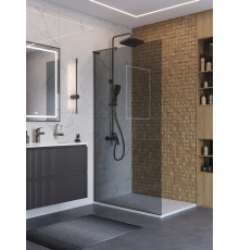 Душевая перегородка BelBagno UNO-L-1-TB-100-GR-GM, 100 см, профиль оружейная сталь, стекло серое