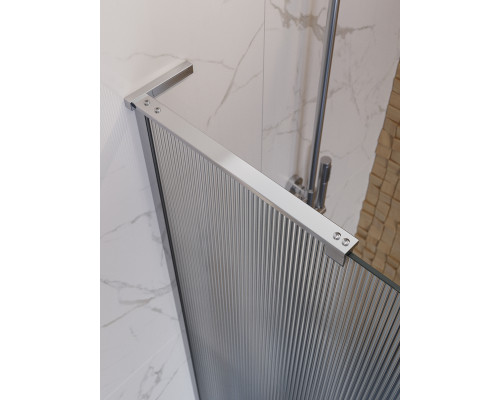 Душевая перегородка BelBagno UNO-L-1-TB-90-FL-Cr, 90 см, профиль хром, стекло рифленое FLUTTO