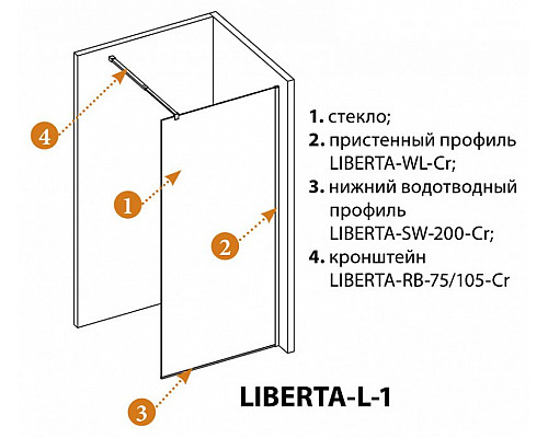 Душевая перегородка CEZARES LIBERTA-L-1-70-C-Cr