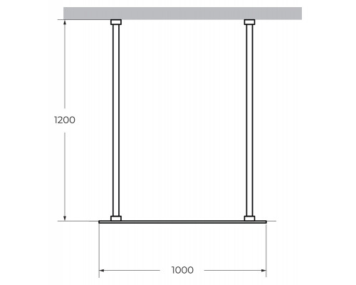 Душевая перегородка CEZARES LIBERTA-L-2-100-120-GR-NERO кронштейн 120 см