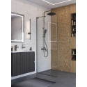 Душевая перегородка BelBagno UNO-L-1-TB-80-C-GM, 80 см, профиль оружейная сталь, стекло прозрачное
