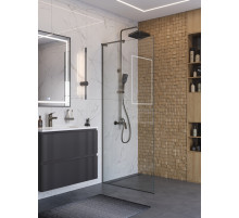 Душевая перегородка BelBagno UNO-L-1-TB-80-C-GM, 80 см, профиль оружейная сталь, стекло прозрачное