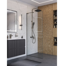 Душевая перегородка BelBagno UNO-L-1-TB-80-C-GM, 80 см, профиль оружейная сталь, стекло прозрачное