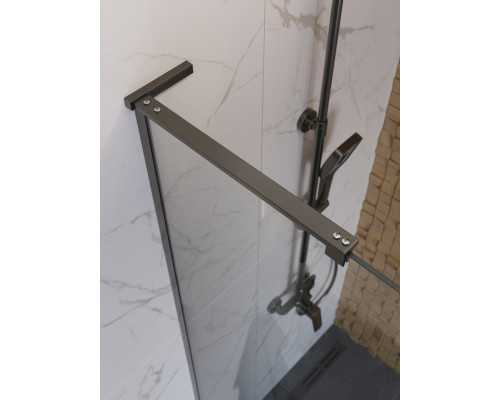 Душевая перегородка BelBagno UNO-L-1-TB-60-C-GM, 60 см. профиль оружейная сталь, стекло прозрачное