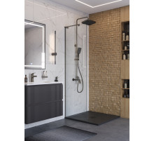 Душевая перегородка BelBagno UNO-L-1-TB-60-C-GM, 60 см. профиль оружейная сталь, стекло прозрачное