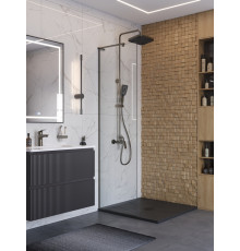 Душевая перегородка BelBagno UNO-L-1-TB-60-C-GM, 60 см. профиль оружейная сталь, стекло прозрачное