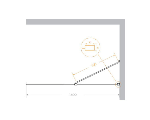 Душевая перегородка универсальная с односторонним входом CEZARES LIBERTA-L-1-TB-140-C-Cr