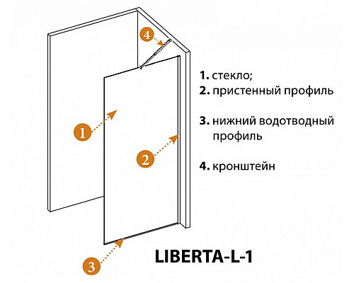 Душевая перегородка универсальная с односторонним входом CEZARES LIBERTA-L-1-TB-90-GR-Cr