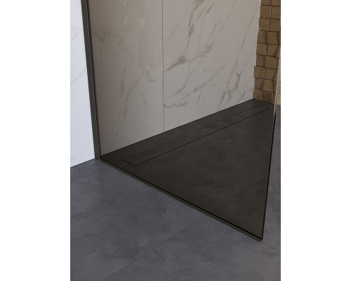 Душевая перегородка BelBagno UNO-L-1-TB-90-BR-GM, 90 см, профиль оружейная сталь, стекло бронза