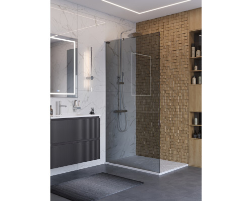 Душевая перегородка BelBagno UNO-L-1-TB-100-GR-Cr, 100 см, профиль хром, стекло серое