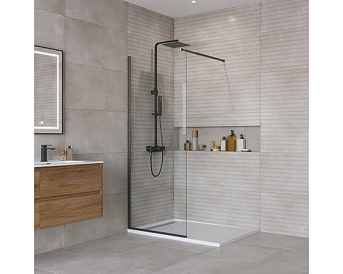 Душевая перегородка BelBagno KRAFT-L-1-80-C-NERO