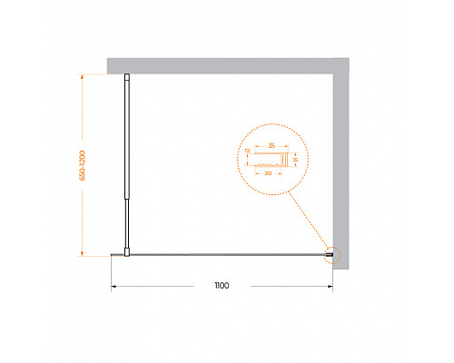 Душевая перегородка BelBagno KRAFT-L-1-110-C-Cr