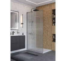 Душевая перегородка BelBagno UNO-L-1-TB-100-FL-GM, 100 см, профиль оружейная сталь, стекло рифленое FLUTTO