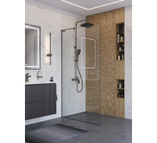 Душевая перегородка BelBagno UNO-L-1-TB-100-C-GM, 100 см, профиль оружейная сталь, стекло прозрачное