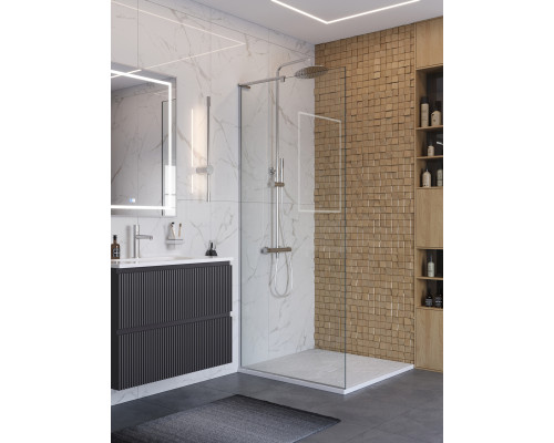 Душевая перегородка BelBagno UNO-L-1-TB-80-C-Cr, 80 см, профиль хром, стекло прозрачное