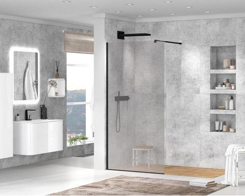 Душевая перегородка CEZARES LIBERTA-L-1-100-120-GR-NERO кронштейн 120см