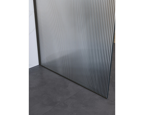 Душевая перегородка BelBagno UNO-L-1-TB-100-FL-GM, 100 см, профиль оружейная сталь, стекло рифленое FLUTTO