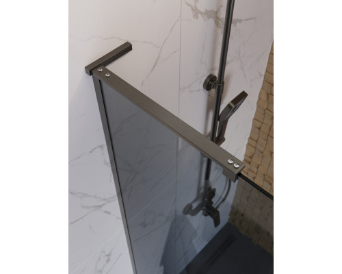 Душевая перегородка BelBagno UNO-L-1-TB-90-GR-GM, 90 см, профиль оружейная сталь, стекло серое