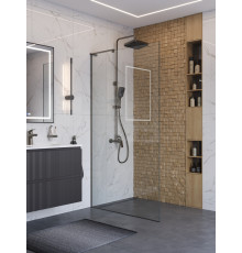 Душевая перегородка BelBagno UNO-L-1-TB-110-C-GM, 110 см, профиль оружейная сталь, стекло прозрачное