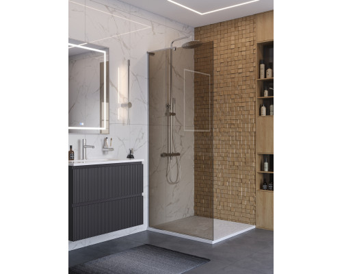 Душевая перегородка BelBagno UNO-L-1-TB-90-BR-Cr, 90 см, профиль хром, стекло бронза