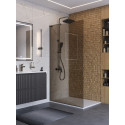 Душевая перегородка BelBagno UNO-L-1-TB-100-BR-GM, 100 см, профиль оружейная сталь, стекло бронза