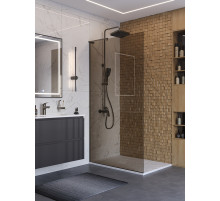 Душевая перегородка BelBagno UNO-L-1-TB-100-BR-GM, 100 см, профиль оружейная сталь, стекло бронза