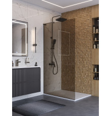 Душевая перегородка BelBagno UNO-L-1-TB-100-BR-GM, 100 см, профиль оружейная сталь, стекло бронза