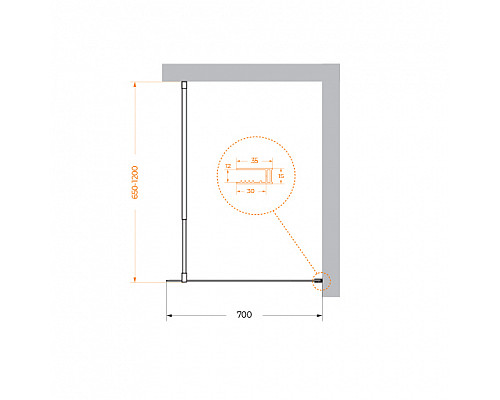 Душевая перегородка BelBagno KRAFT-L-1-70-C-Cr