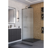 Душевая перегородка BelBagno UNO-L-1-TB-90-FL-GM, 90 см, профиль оружейная сталь, стекло рифленое FLUTTO