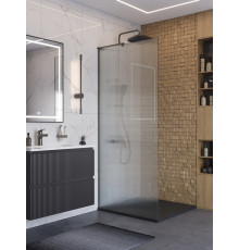 Душевая перегородка BelBagno UNO-L-1-TB-90-FL-GM, 90 см, профиль оружейная сталь, стекло рифленое FLUTTO