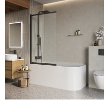 Душевая шторка на ванну BelBagno LUCE-VF-11-90/145-C-NERO