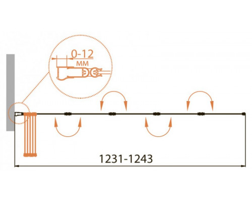 Шторка на ванну CEZARES RELAX-V-5-120/140-P-Bi-R